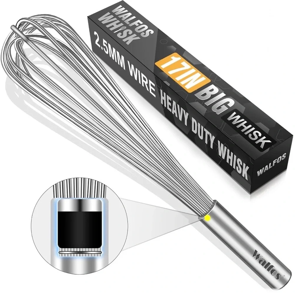 Walfos Whisk Large Heavy Duty Professional Stainless Steel Wire Whisk